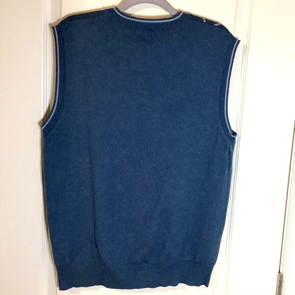 AUR Men’s Sleeveless Sweater Knit Vest Size M Grandad Style V Neck Cotton Blend - Picture 5 of 8